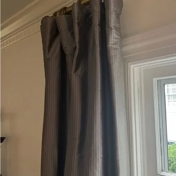 Restoration Hardware Thai Tonal Silk‎ Stripe Drapery 83x50 2 panels